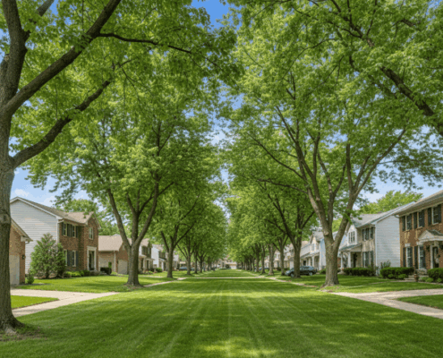 Brooklyn Center Tree Services - Tall mature maples and shaded yards in Brooklyn Center, MN.